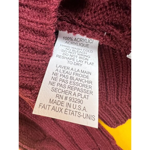 Cotton Emporium Cable Knit Sweater Burgundy Red Womens M Cropped Pullover NWT - Picture 7 of 8